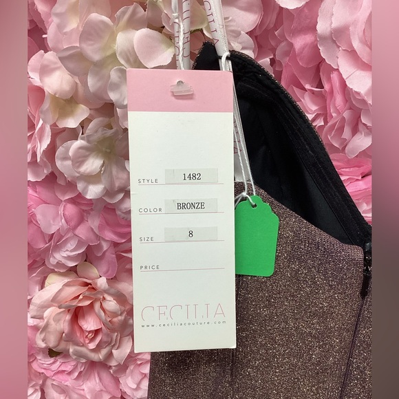 Cecilia Couture 1482 Size 8 Bronze Strapless A Line Long Dress - Picture 5 of 6